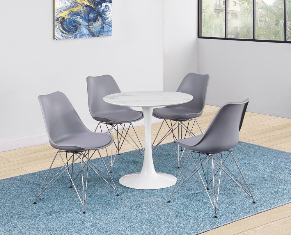 Table de salle à manger ronde sur pied Arkell de 76 cm (30 pouces) blanche
