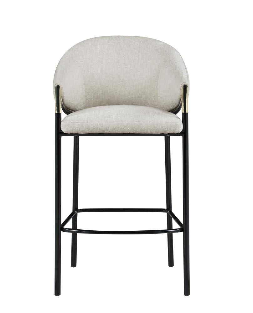 Tabourets de bar Chadwick à accoudoirs inclinés, beige et noir brillant (lot de 2)