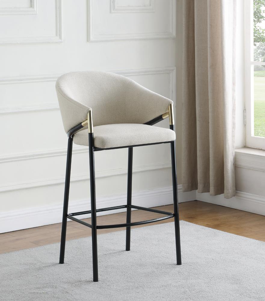 Tabourets de bar Chadwick à accoudoirs inclinés, beige et noir brillant (lot de 2)