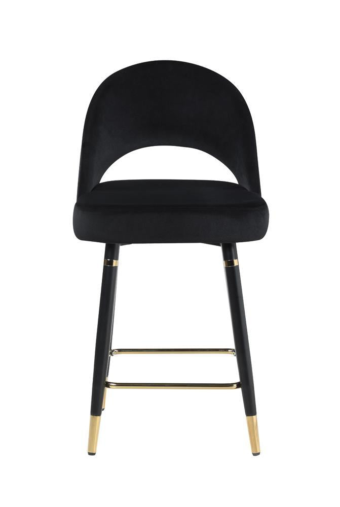 Tabourets de bar rembourrés à dossier incurvé Lindsey, hauteur standard, noir (lot de 2)