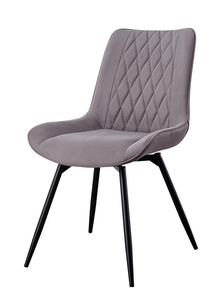 Diggs Chaises de salle à manger pivotantes capitonnées en tissu, gris et gris anthracite (lot de 2)