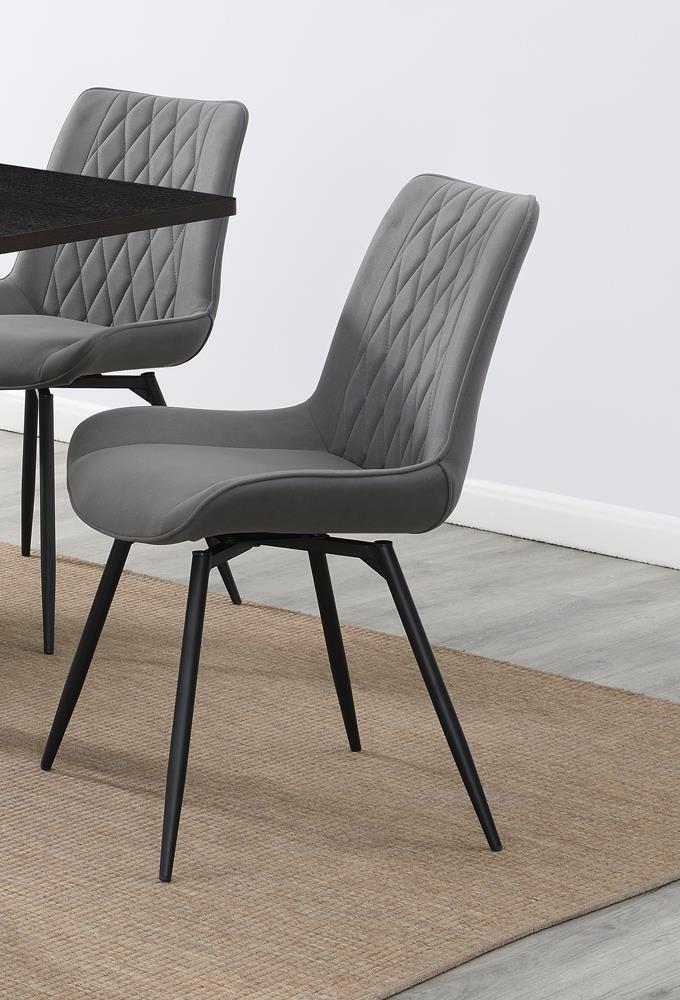 Diggs Chaises de salle à manger pivotantes capitonnées en tissu, gris et gris anthracite (lot de 2)
