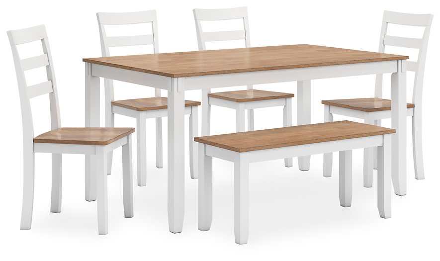 Table à manger Gesthaven avec 4 chaises et banc (ensemble de 6)