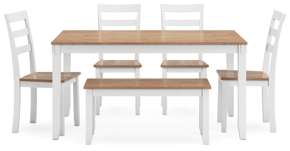Table à manger Gesthaven avec 4 chaises et banc (ensemble de 6)