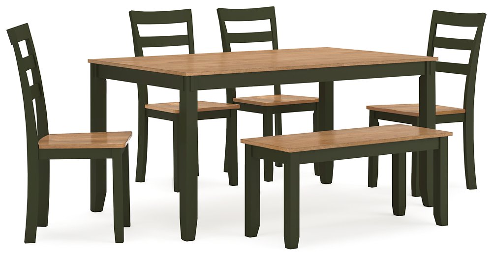 Table à manger Gesthaven avec 4 chaises et banc (ensemble de 6)