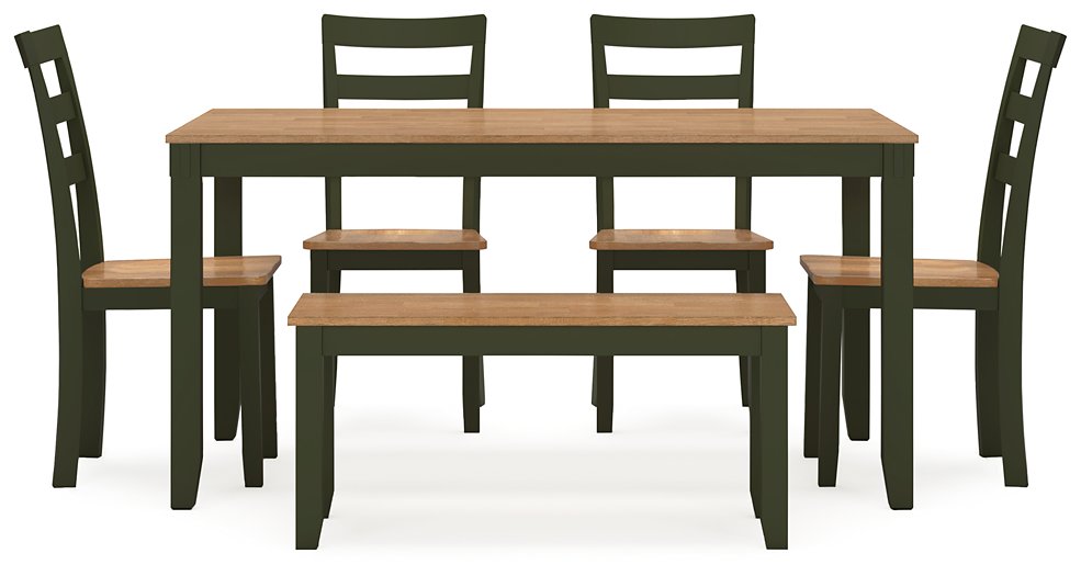 Table à manger Gesthaven avec 4 chaises et banc (ensemble de 6)
