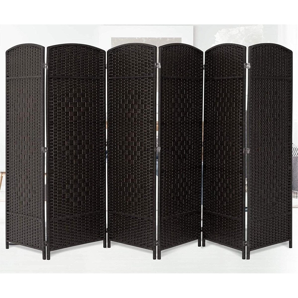 Paravent pliable, séparateur de pièce, hauteur 6 pieds, fibre tressée, écran de confidentialité autoportant