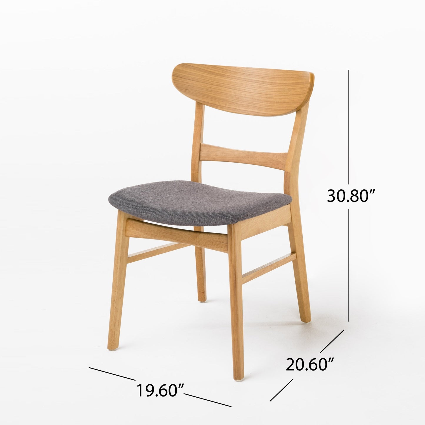 Chaise de salle à manger Abrielle en bois d'hévéa rembourrée, style moderne du milieu du siècle (lot de 2) par Christopher Knight Home