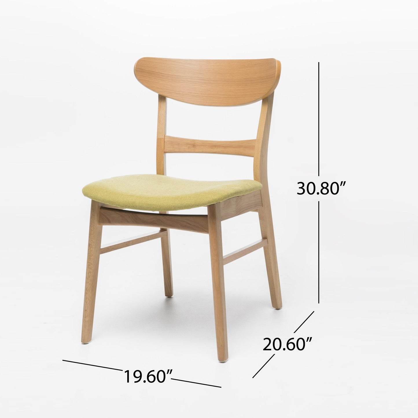 Chaise de salle à manger Abrielle en bois d'hévéa rembourrée, style moderne du milieu du siècle (lot de 2) par Christopher Knight Home