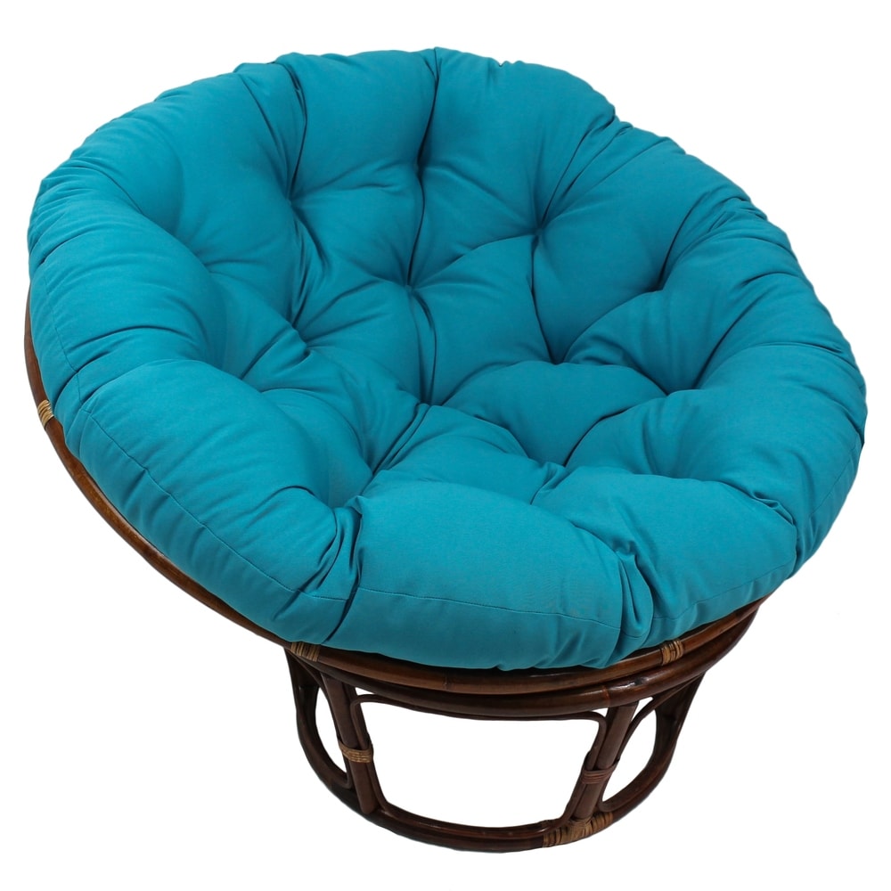 Fauteuil Papasan en rotin Bali de 107 cm avec coussin en toile twill