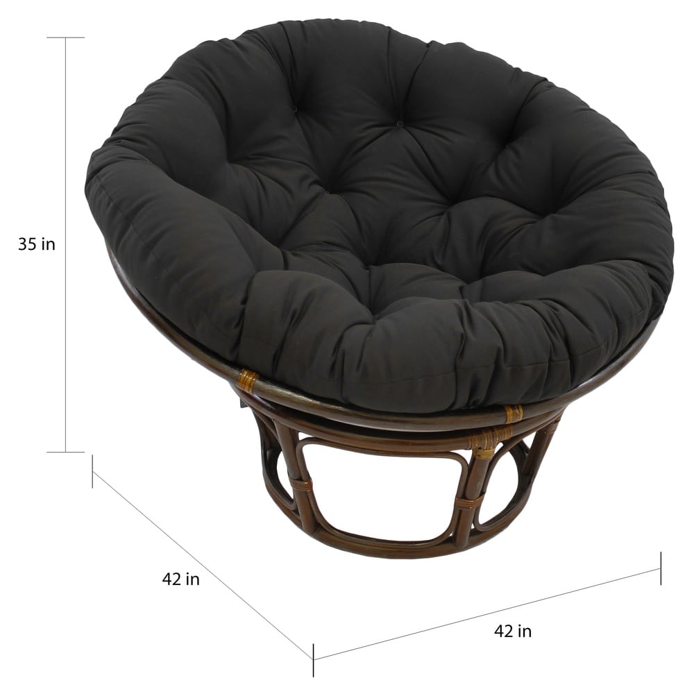 Fauteuil Papasan en rotin Bali de 107 cm avec coussin en toile twill