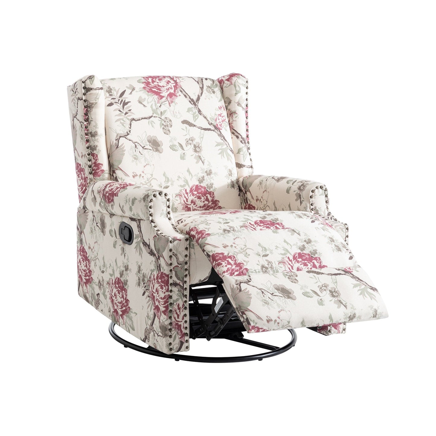 Lot de 2 chaises inclinables à bascule pivotantes à commande manuelle avec dossier inclinable, motif, 73,7 cm de largeur.