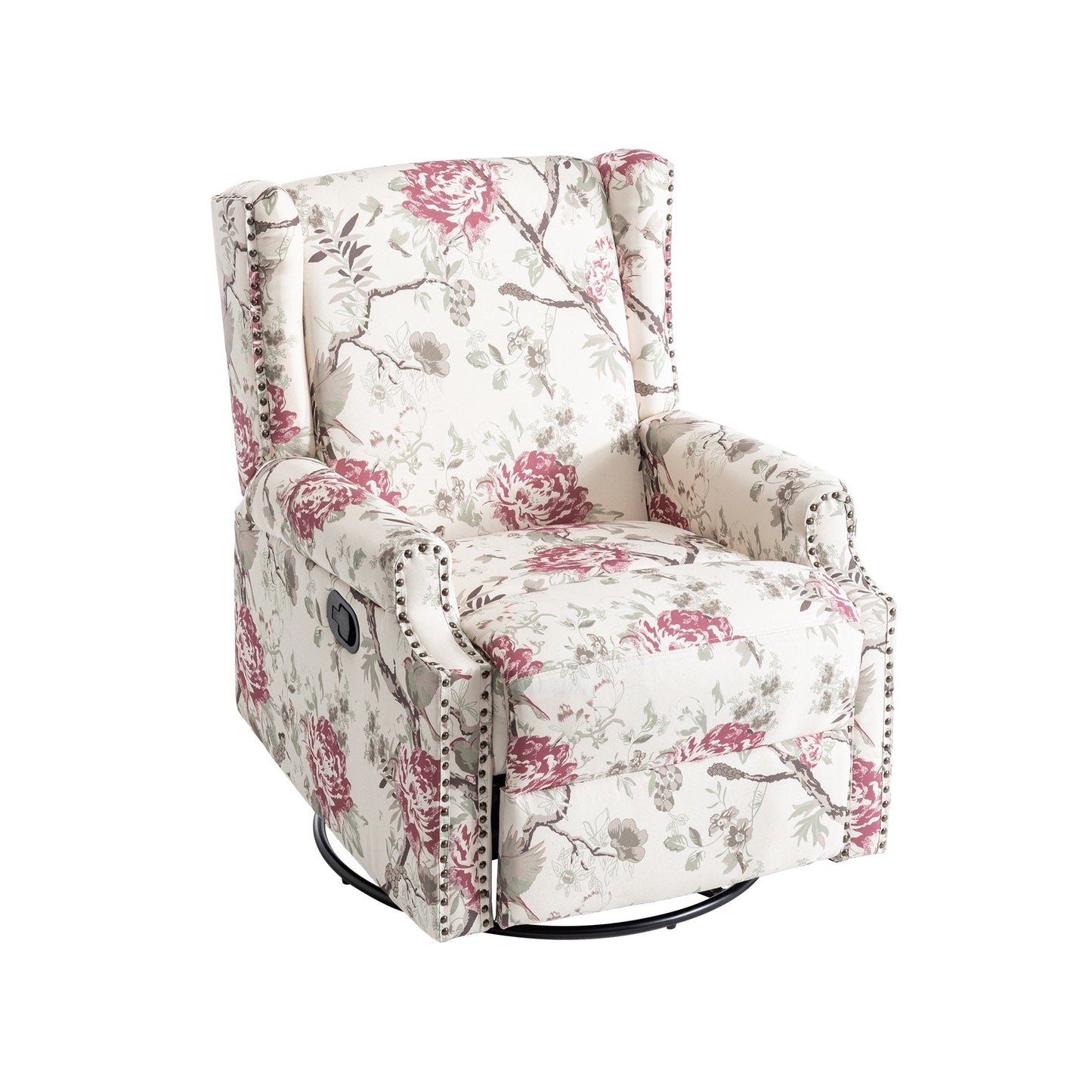 Lot de 2 chaises inclinables à bascule pivotantes à commande manuelle avec dossier inclinable, motif, 73,7 cm de largeur.