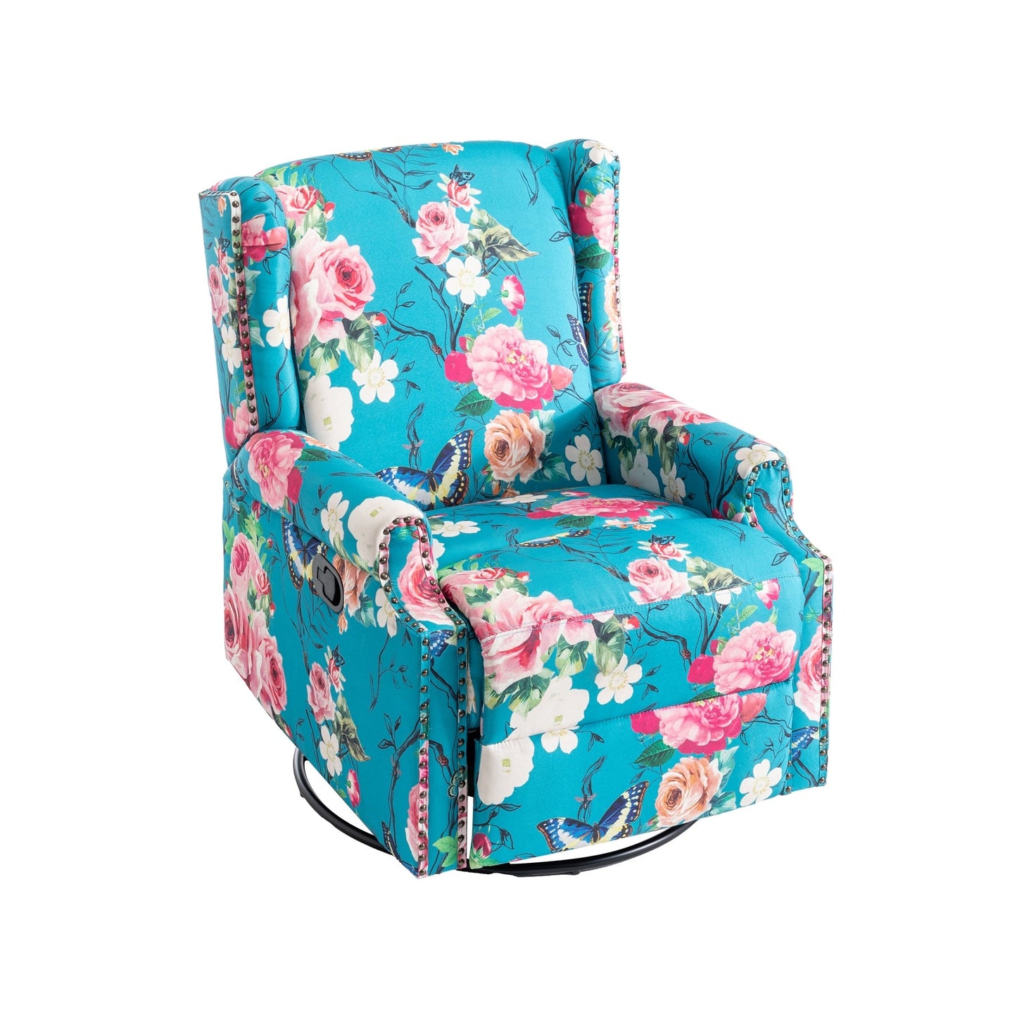 Lot de 2 chaises inclinables à bascule pivotantes à commande manuelle avec dossier inclinable, motif, 73,7 cm de largeur.