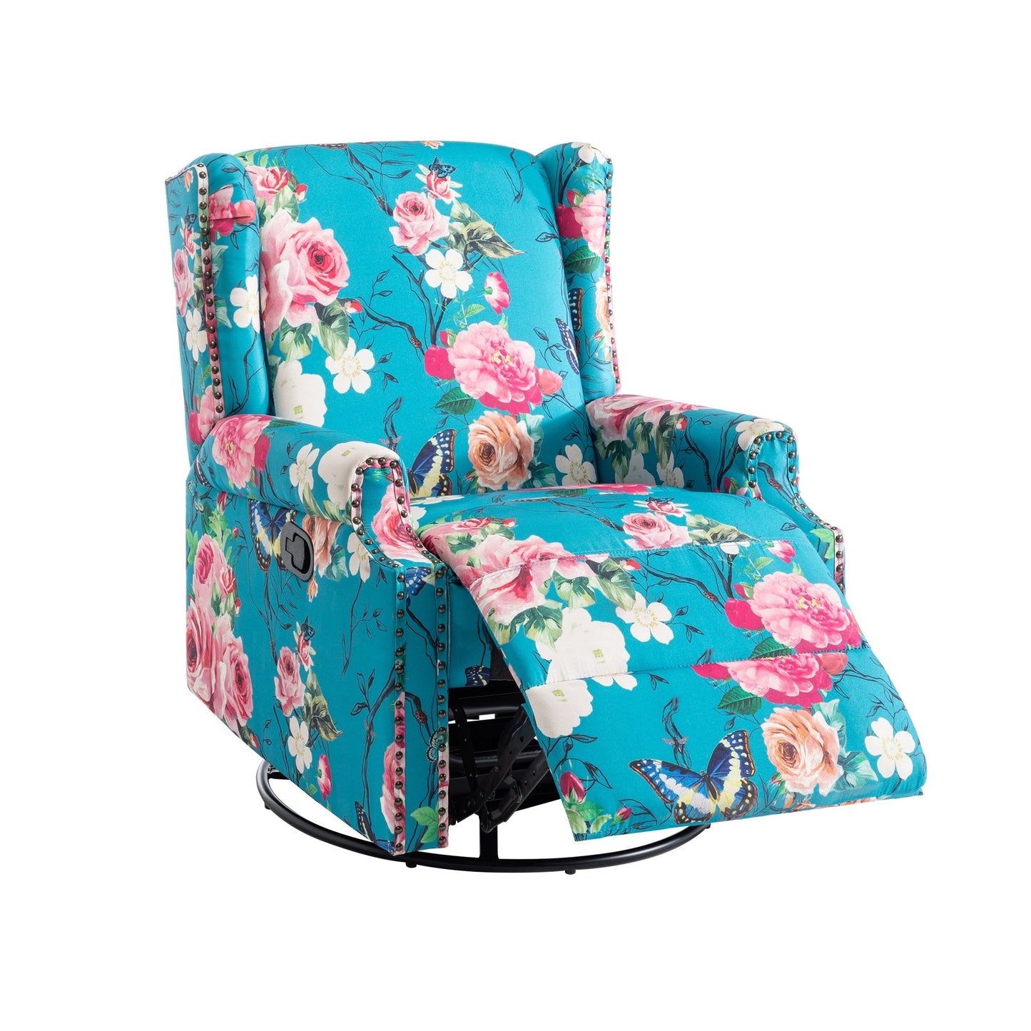 Lot de 2 chaises inclinables à bascule pivotantes à commande manuelle avec dossier inclinable, motif, 73,7 cm de largeur.