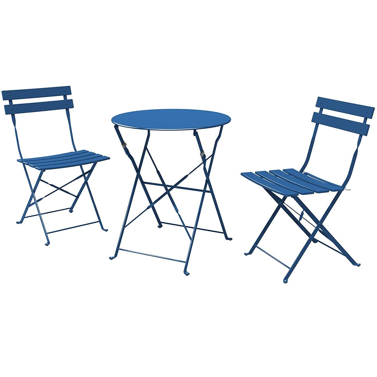 Ensemble de bistro pliable en métal 3 pièces, ensemble de conversation résistant aux intempéries pour l'intérieur et l'extérieur, pour patio, jardin, cour.
