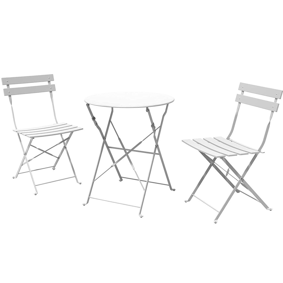 Ensemble de bistro pliable en métal 3 pièces, ensemble de conversation résistant aux intempéries pour l'intérieur et l'extérieur, pour patio, jardin, cour.