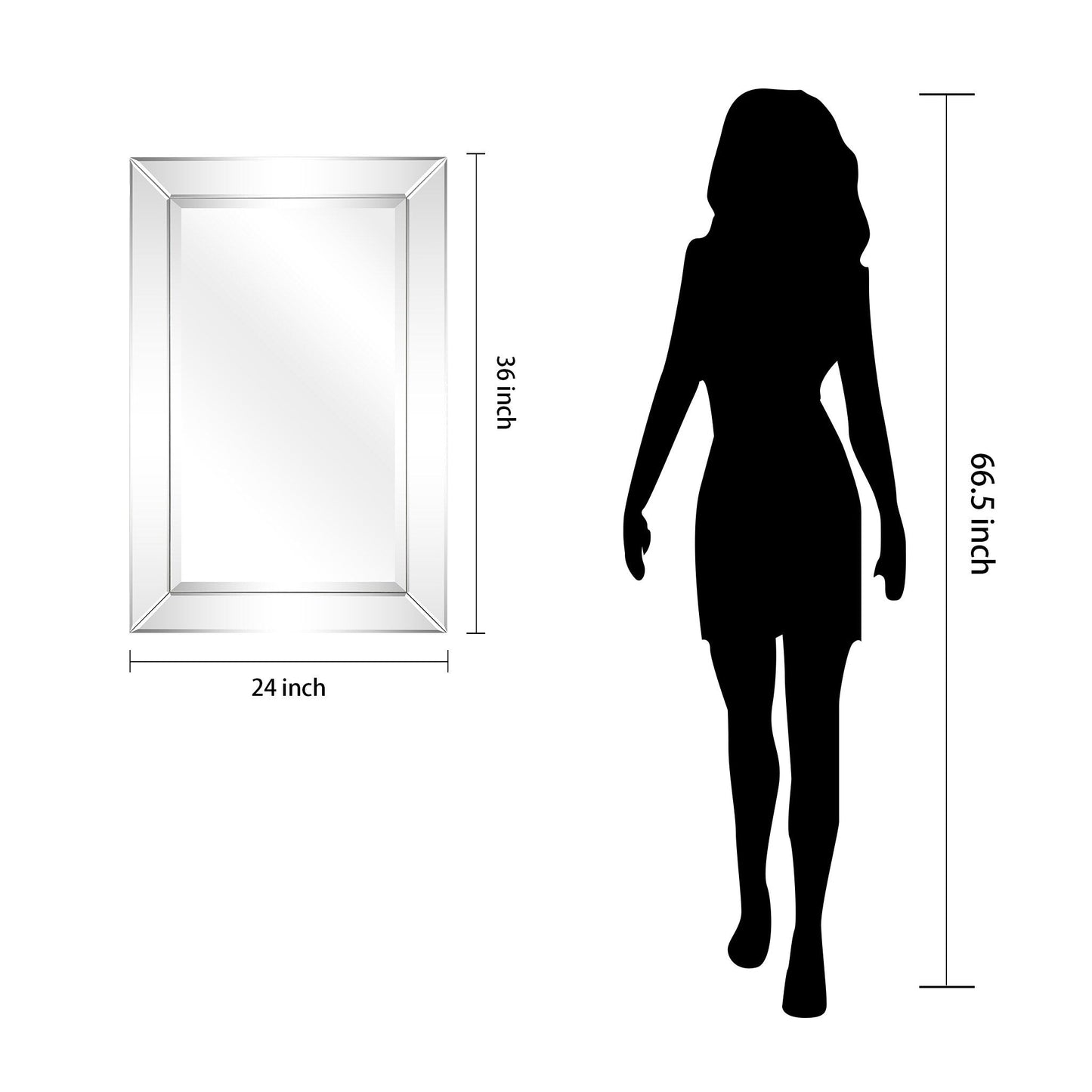 Miroir rectangulaire biseauté transparent haute définition à fixer au mur pour salle de bain, meuble-lavabo, chambre à coucher, 3 tailles