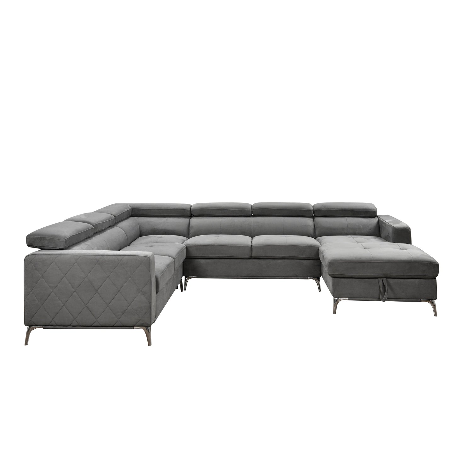 Roomfitters 122 Canapé Sectionnel Extra-Large avec Chaise Longue et Range-Ménage, Canapé Contemporain en Forme de U à 7 Places