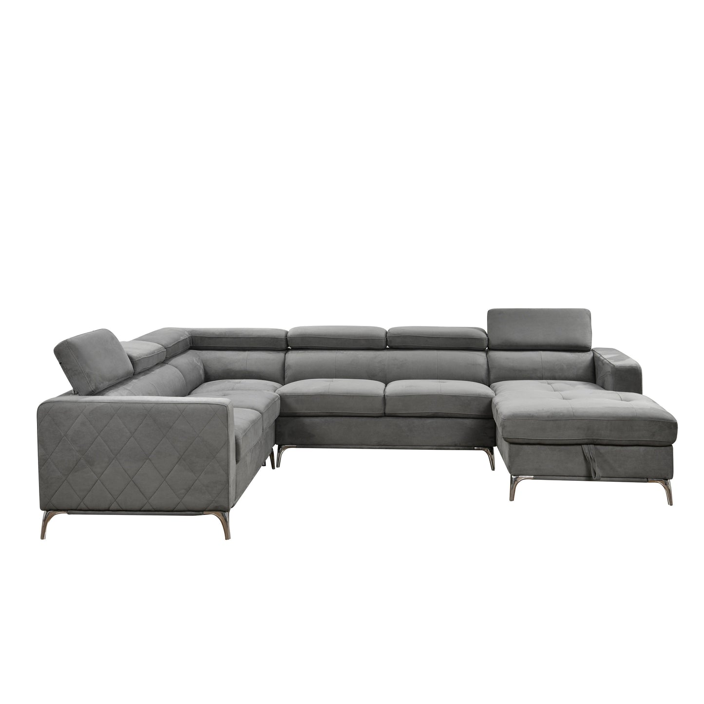 Roomfitters 122 Canapé Sectionnel Extra-Large avec Chaise Longue et Range-Ménage, Canapé Contemporain en Forme de U à 7 Places