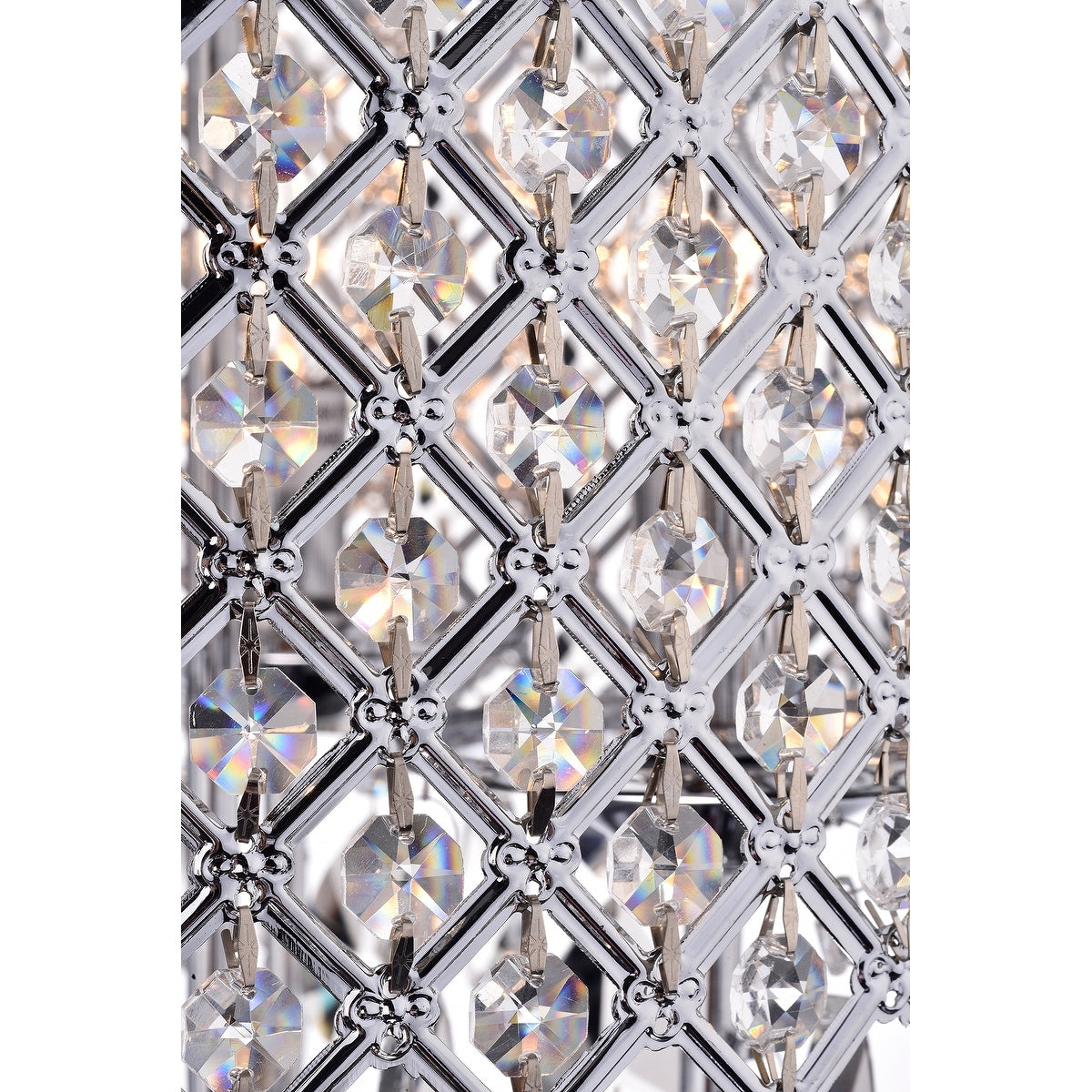 Suspension tambour ronde perlée avec cristaux suspendus