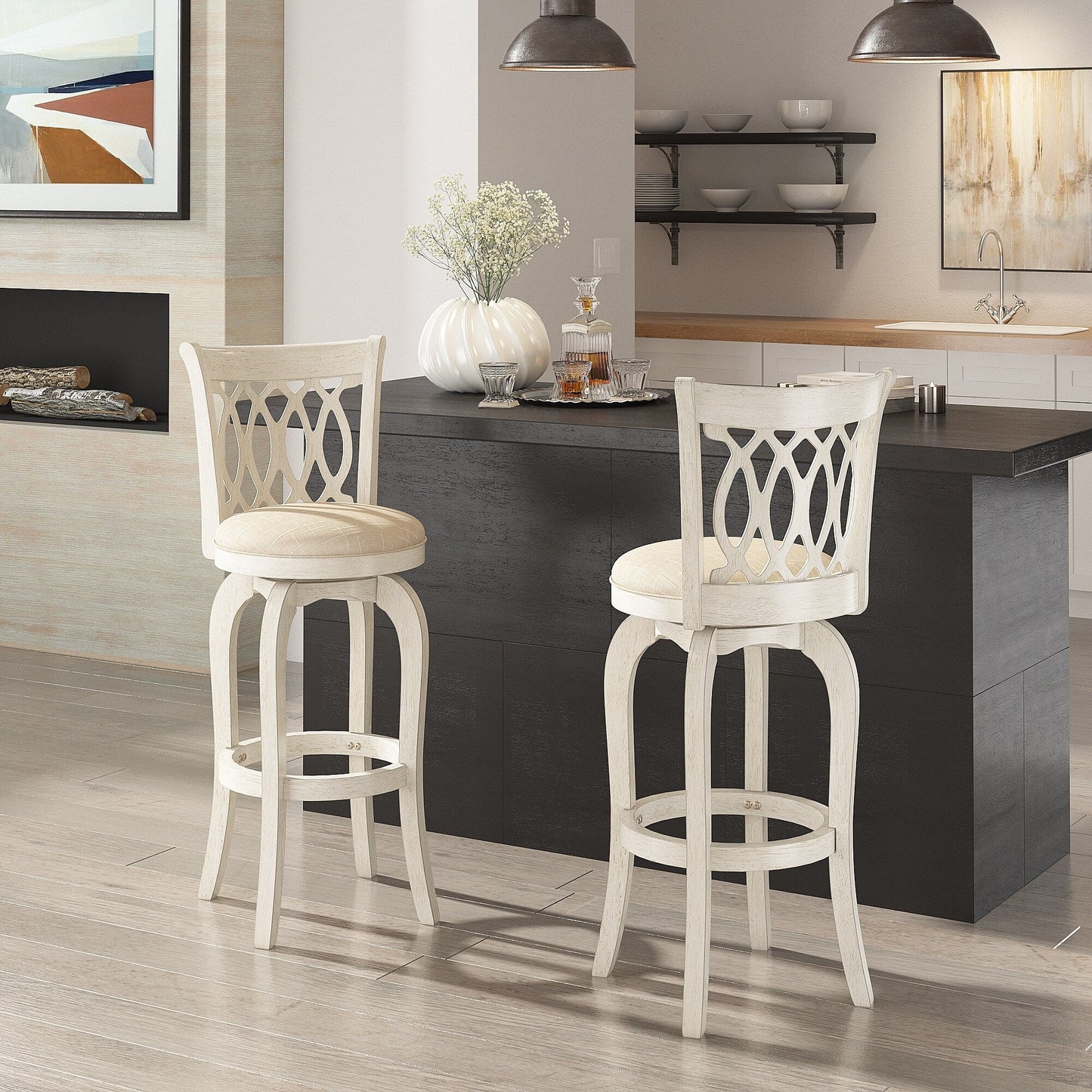 Tabouret de bar pivotant Rovinj avec dossier incurvé