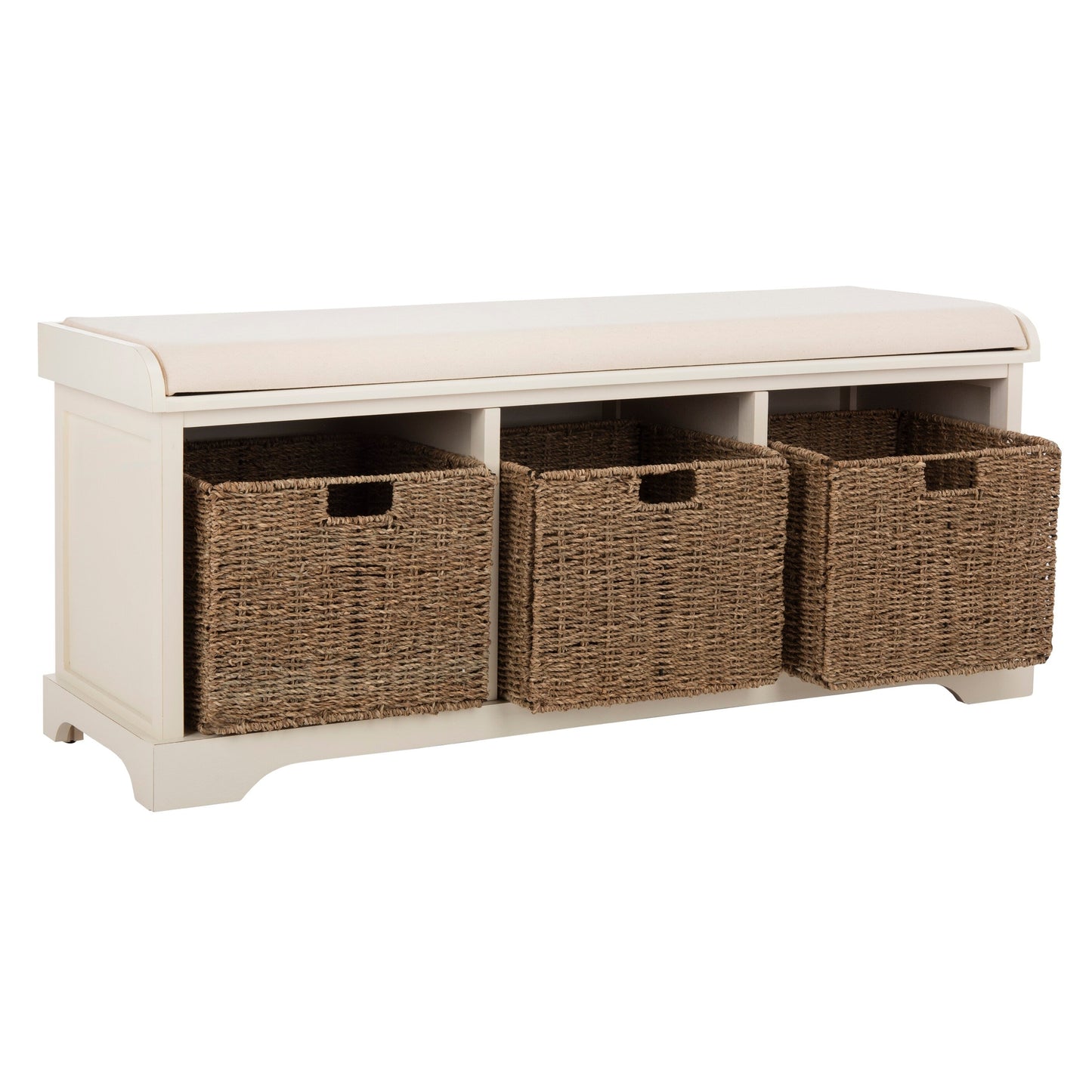 Banc de rangement SAFAVIEH Eola gris/blanc - 47 x 16,1 x 19,9 - 47Lx16Px20H