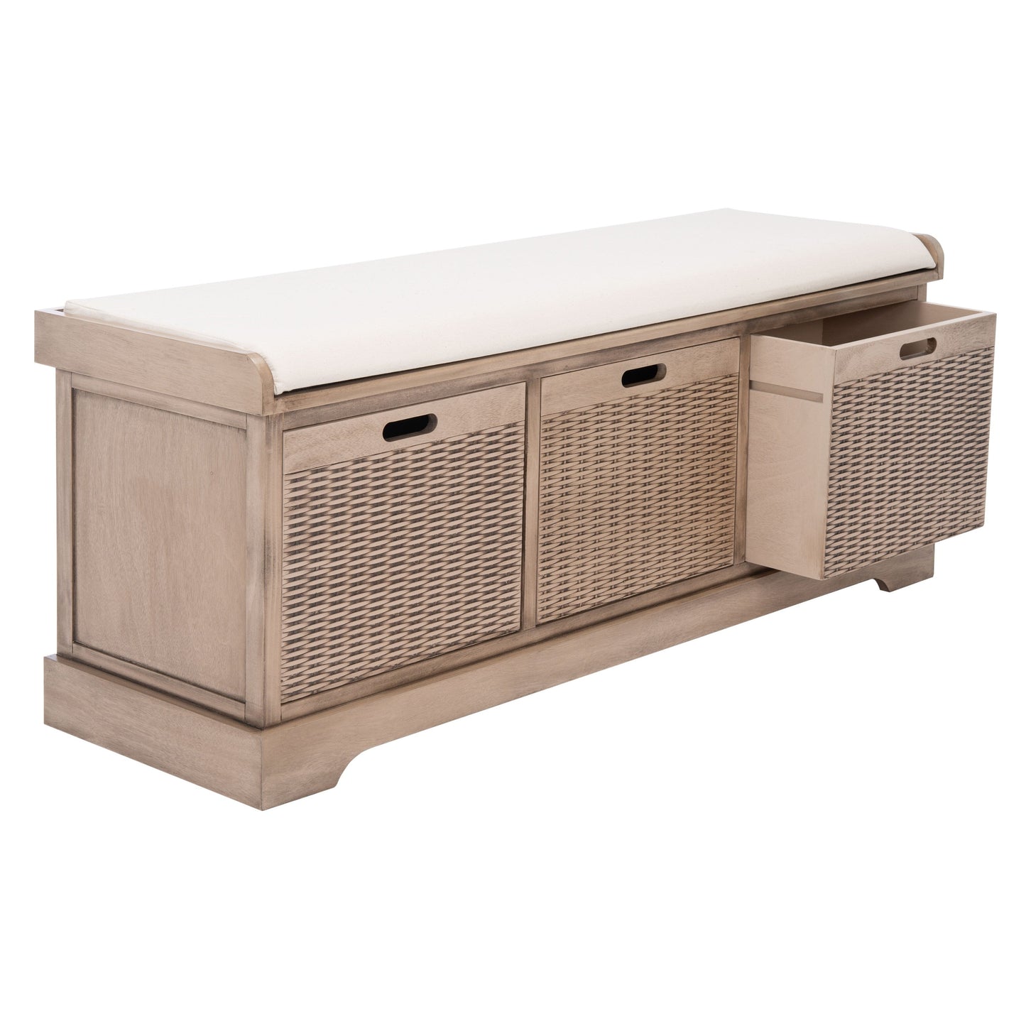 Banc de rangement avec 3 tiroirs et coussin SAFAVIEH Fiorello - 120 L x 38 l x 48 h - 120Lx38Lx48H