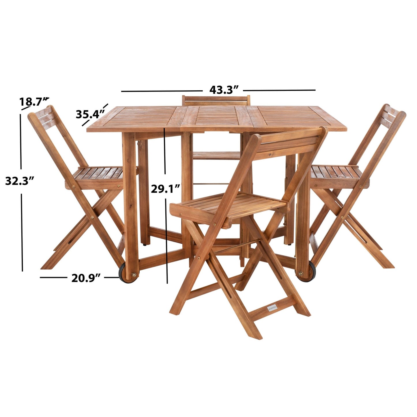 Ensemble de table de jardin SAFAVIEH Brandy 5 pièces - 109 L x 89 P x 74 H (cm)