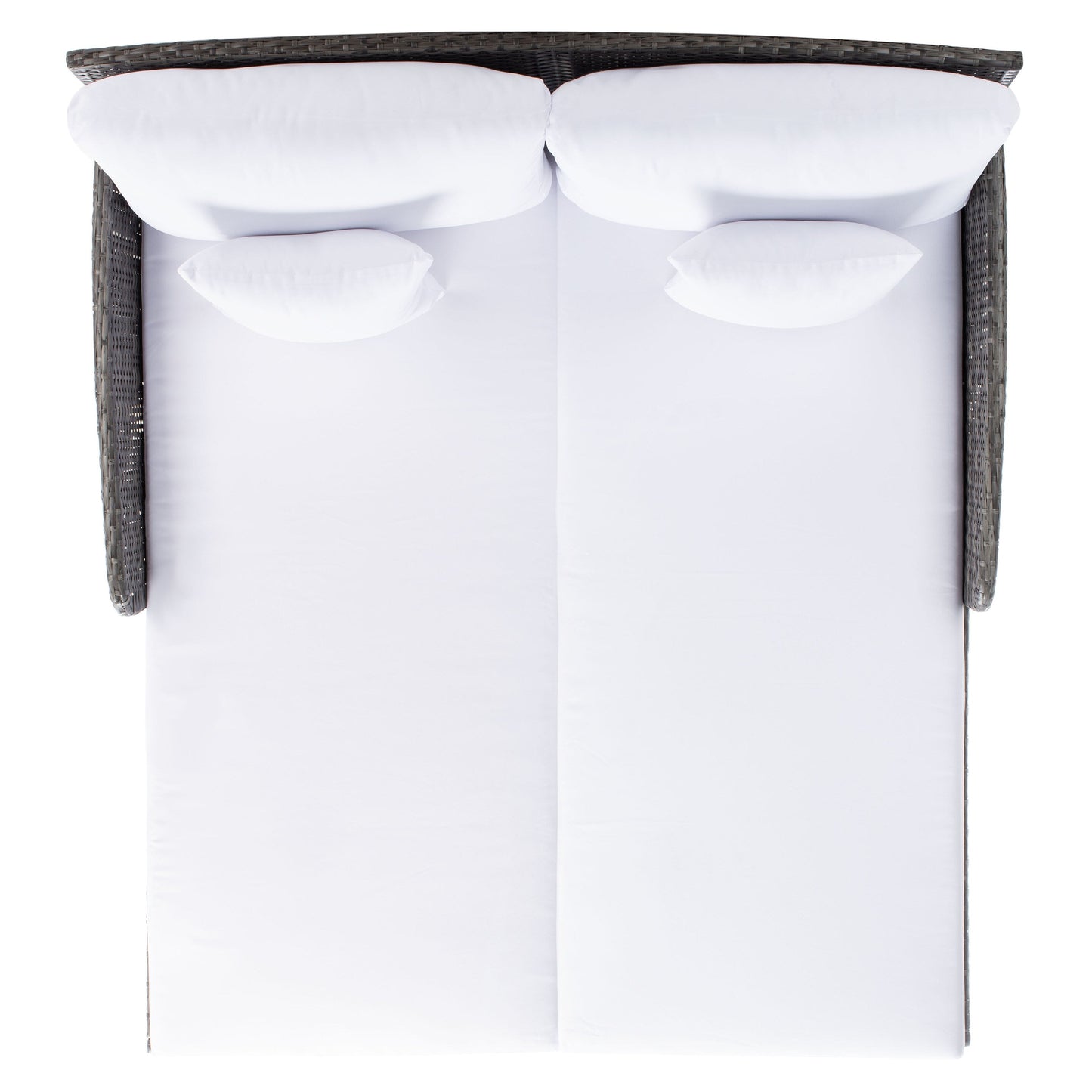 SAFAVIEH Lit de jardin Taniyah en osier avec coussins - 135L x 71P x 157H (cm)