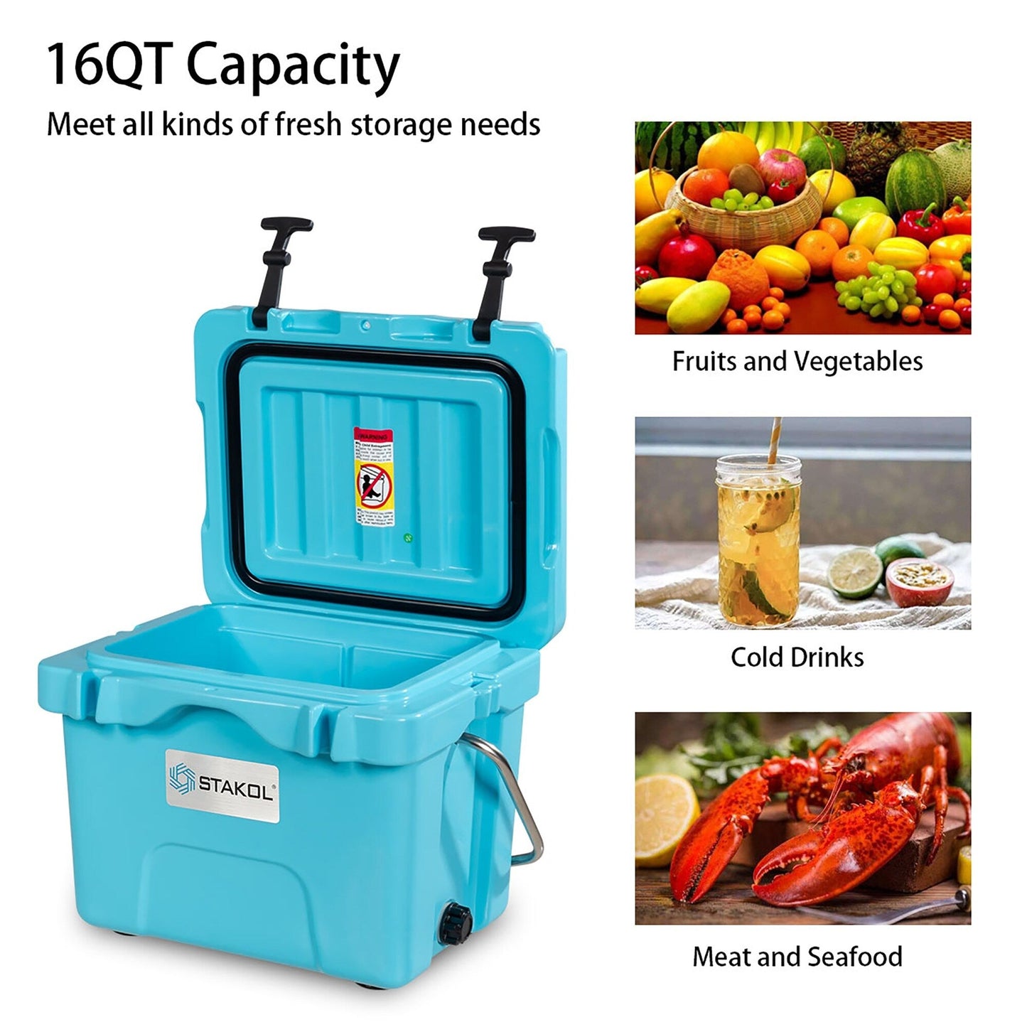 SKTAKOL Glacière isotherme portable 16 quarts, étanche, 24 boîtes de glace - Voir les détails