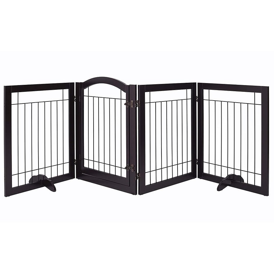 SPIRICH Barrière pour chien extra large de 96 pouces (244 cm) et haute de 30 pouces (76 cm) avec porte, barrière pour animaux de compagnie en fil métallique autoportante, clôture de sécurité pour chiots.