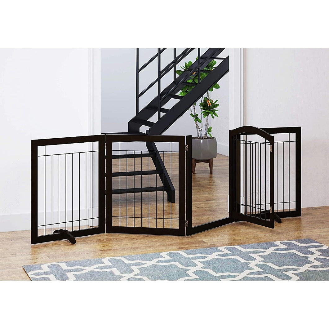 SPIRICH Barrière pour chien extra large de 96 pouces (244 cm) et haute de 30 pouces (76 cm) avec porte, barrière pour animaux de compagnie en fil métallique autoportante, clôture de sécurité pour chiots.