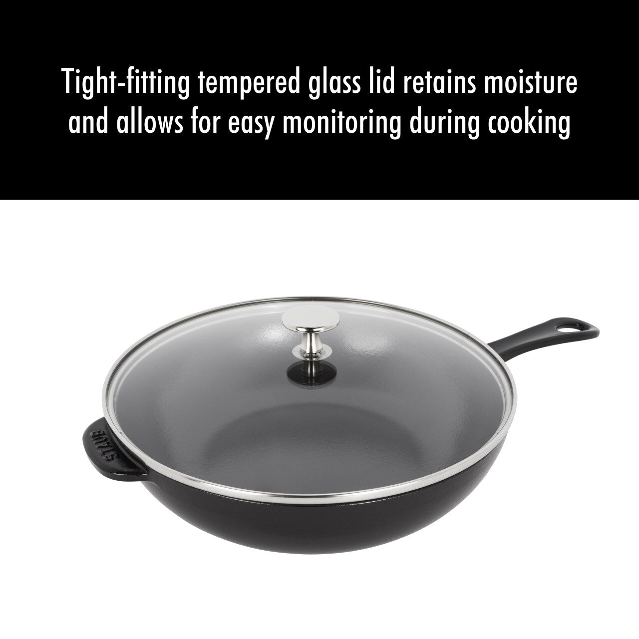 Casserole quotidienne en fonte STAUB de 2,9 quarts avec couvercle en verre