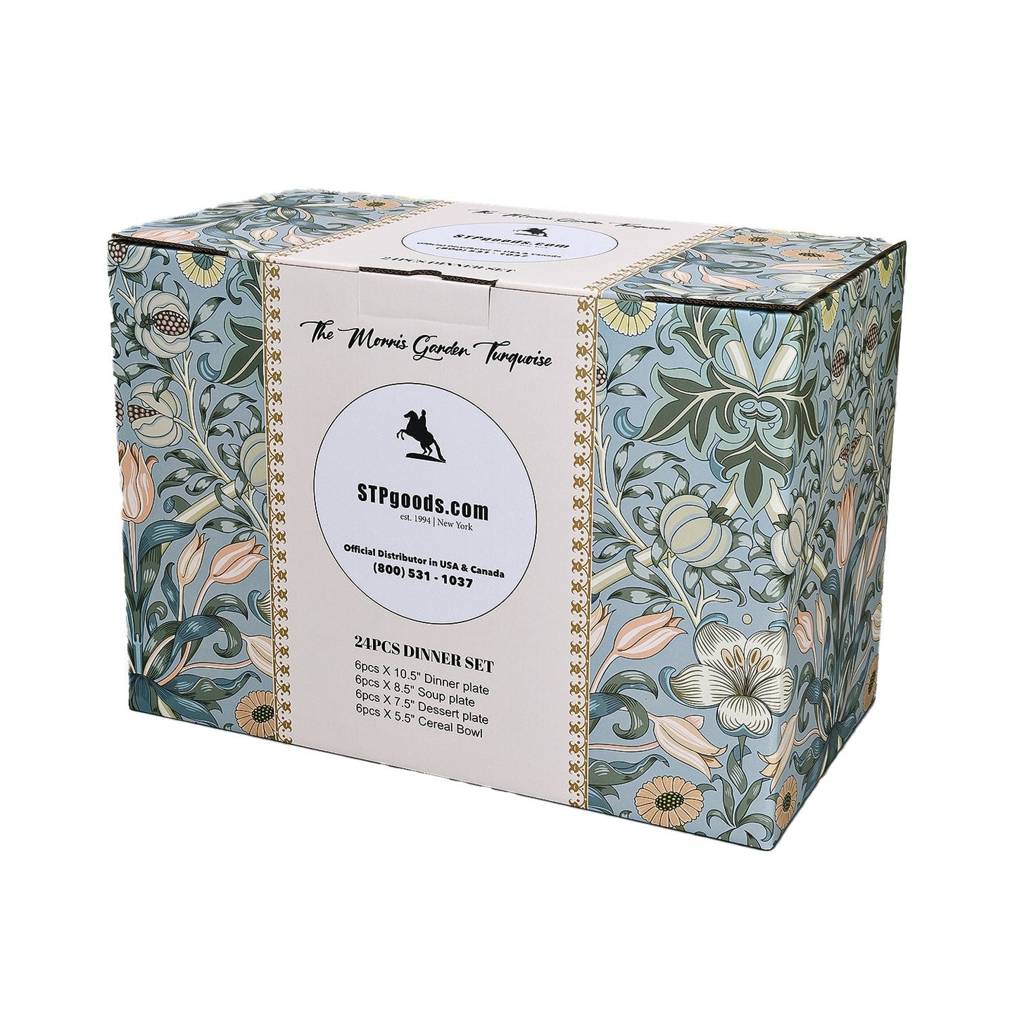 Service de table en porcelaine fine Morris Garden de STP Goods, lot de 24 pièces pour 6 personnes