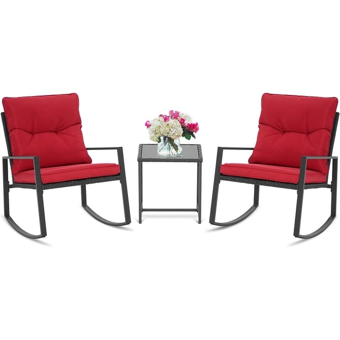 Ensemble de bistro à balançoire de patio extérieur SUNCROWN en métal noir, 3 pièces