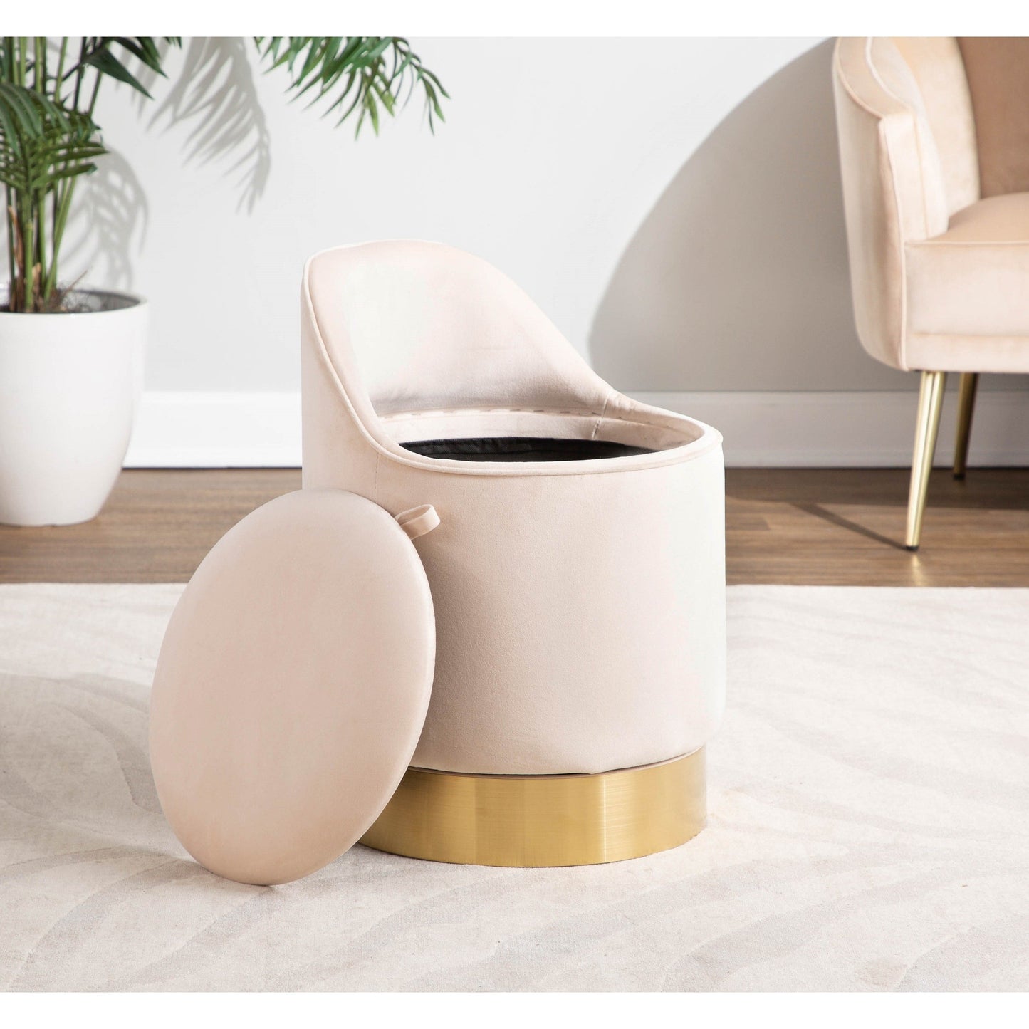 Tabouret de coiffeuse pivotant en velours Corday de Silver Orchid