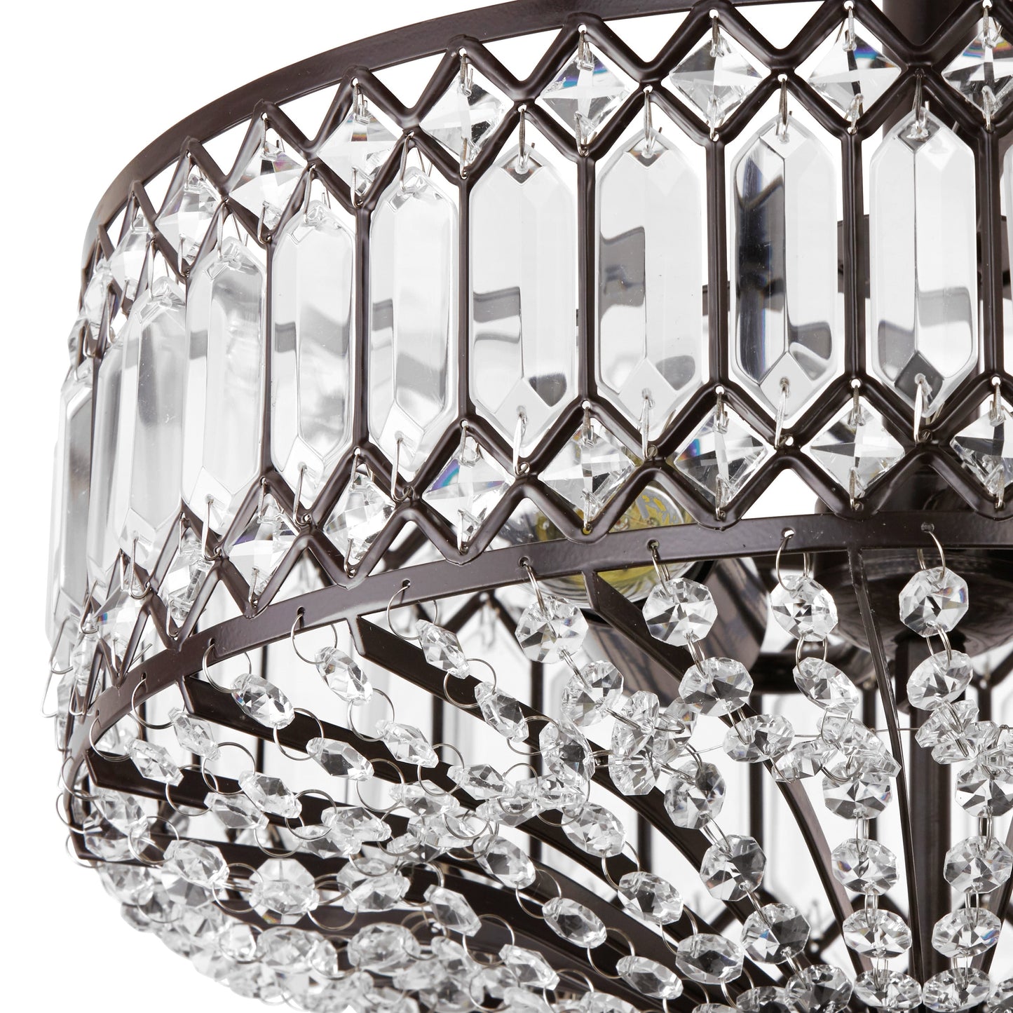 Applique lumineuse semi-encastrée en verre à plusieurs niveaux, bronze/or, modèle Furey de Silver Orchid - 37,5 x 37,5 x 38,8 cm (L x l x h)