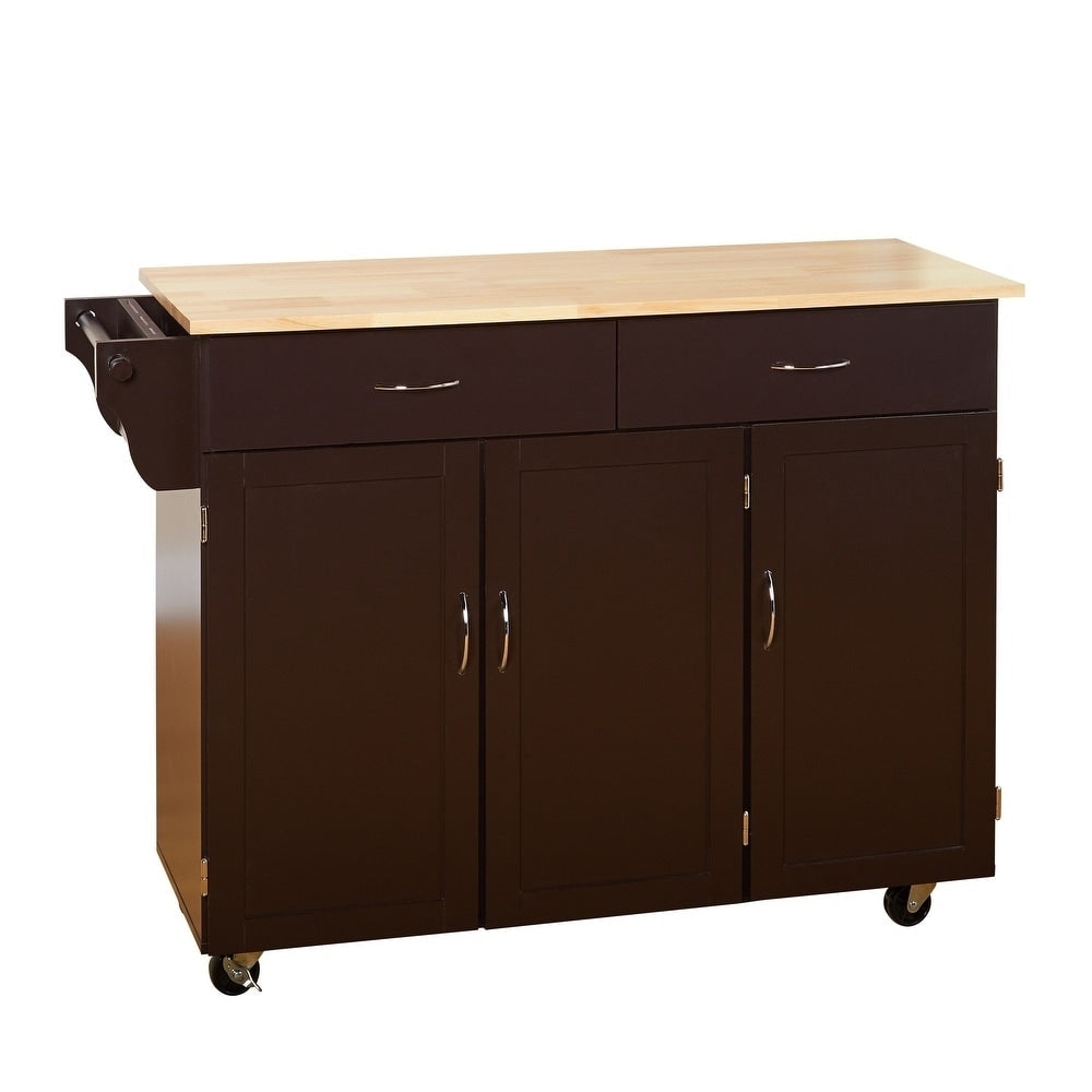 Chariot de cuisine Addie de Simple Living avec plateau en bois