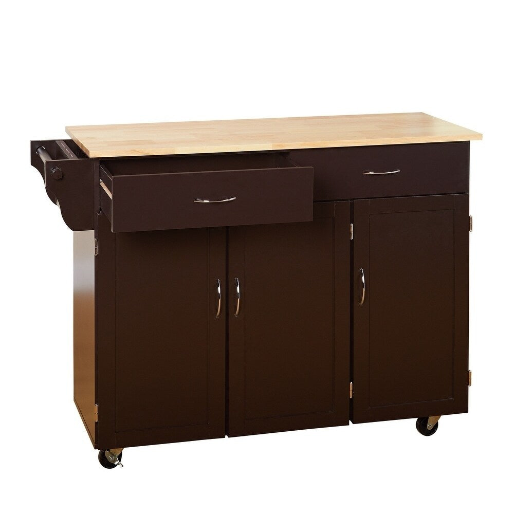 Chariot de cuisine Addie de Simple Living avec plateau en bois