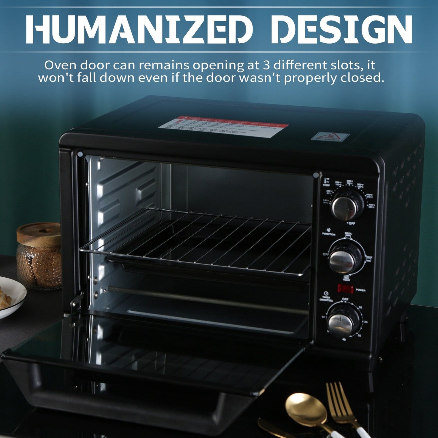 Four à griller simple avec une capacité de 20 litres, four à griller compact pour comptoir, facile à contrôler avec minuterie et réglages pour griller, cuire et faire des toasts.