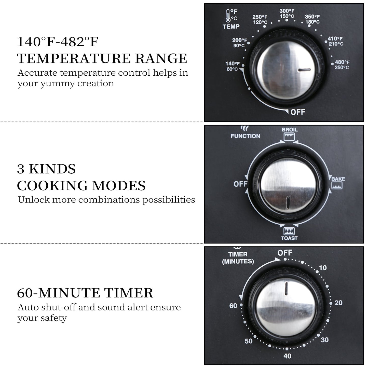Four à griller simple avec une capacité de 20 litres, four à griller compact pour comptoir, facile à contrôler avec minuterie et réglages pour griller, cuire et faire des toasts.