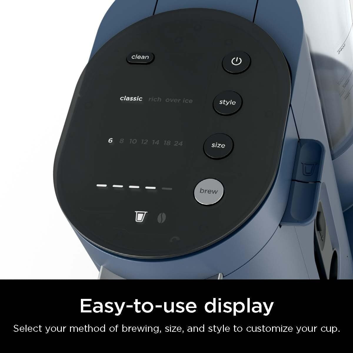 Machine à café pour une seule tasse, compatible avec les K-Cups, réservoir de 56 oz, tailles de préparation de 6 à 24 oz, option café glacé.