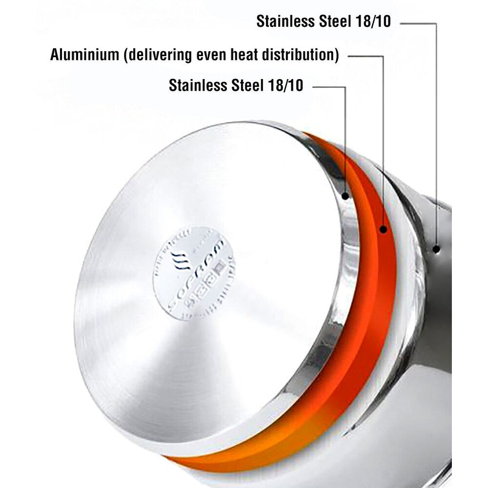 Casserole profonde JUMBO en acier inoxydable 18/10 Sofram avec couvercle