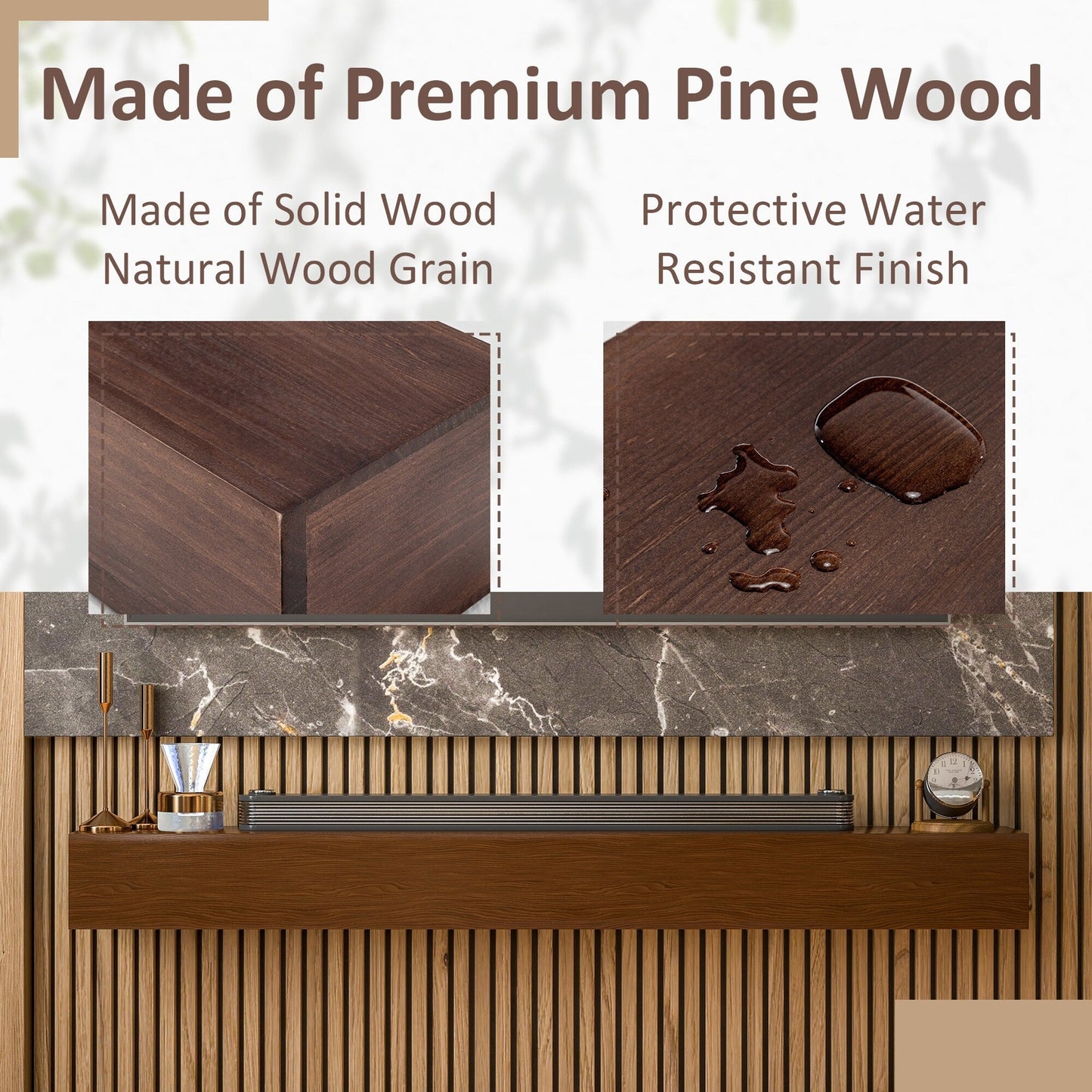 Étagère murale flottante pour cheminée en pin massif