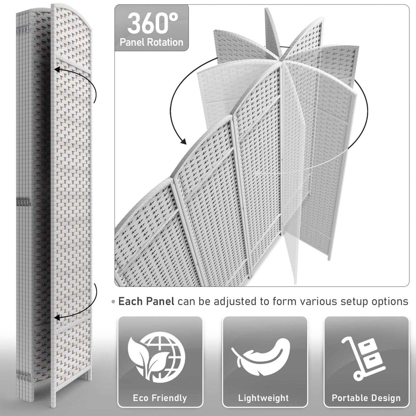 Sorbus Écran de séparation de pièce à 6 panneaux, grand écran de confidentialité, extra large, à double charnière, en maille tissée à la main, pliable - 6 pieds