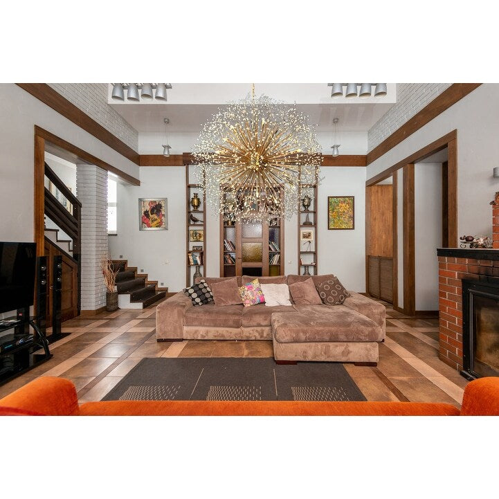 Luminaire suspendu en forme d'étoile de 47 pouces de large avec cristaux