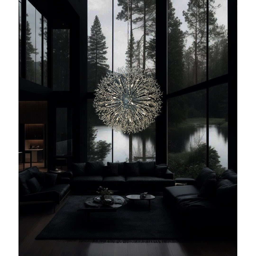 Luminaire suspendu en forme d'étoile de 47 pouces de large avec cristaux