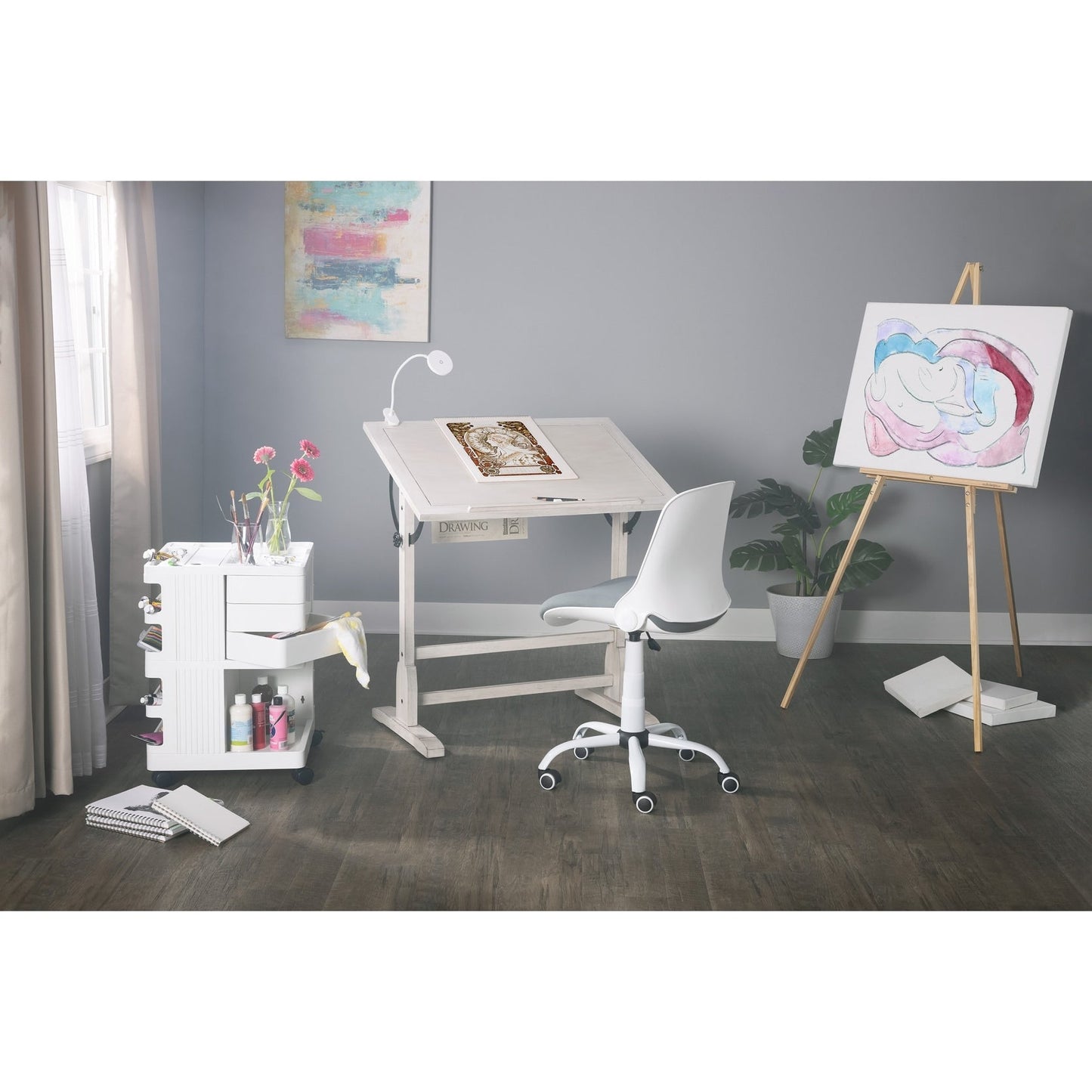 Table de dessin vintage en bois Studio Designs de 91 cm avec plateau inclinable pour le dessin