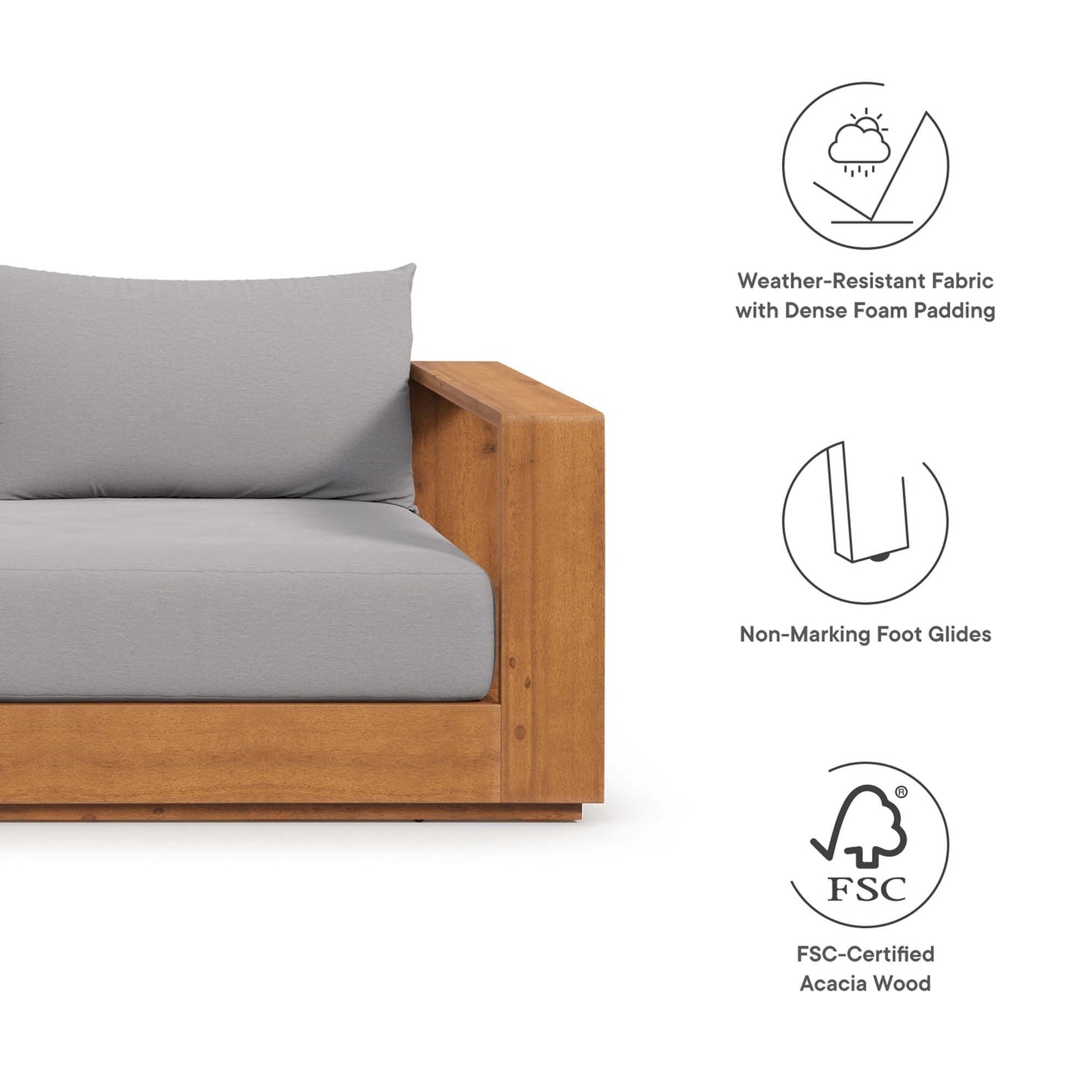 Ensemble de meubles de jardin en acacia Tahoe pour terrasse, 5 pièces